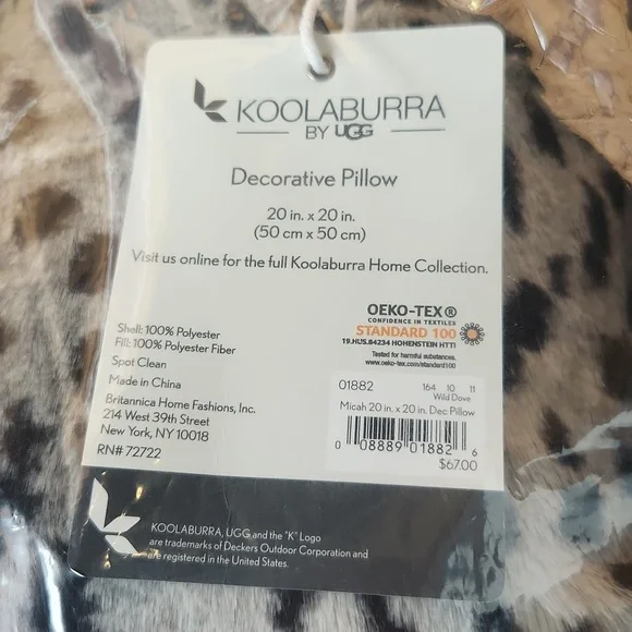 Set Of 2 Koolaburra by UGG Animal Print Faux Fur Throw Pillows. New W/ Tags. - Picture 7 of 7